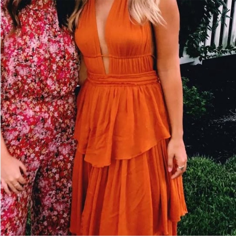 Free People Elegant Orange Halter Dress
